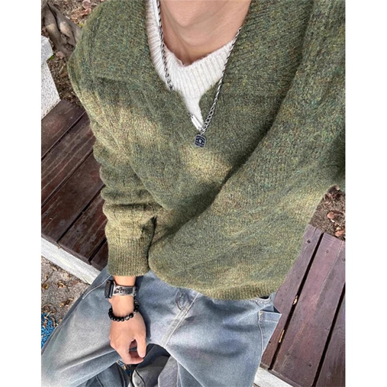 假两件麻花毛衣男冬季慵懒毛线衣软糯内搭v领针织衫MZ13,男装针织衫/毛衣,星座1116A（原606A-3）