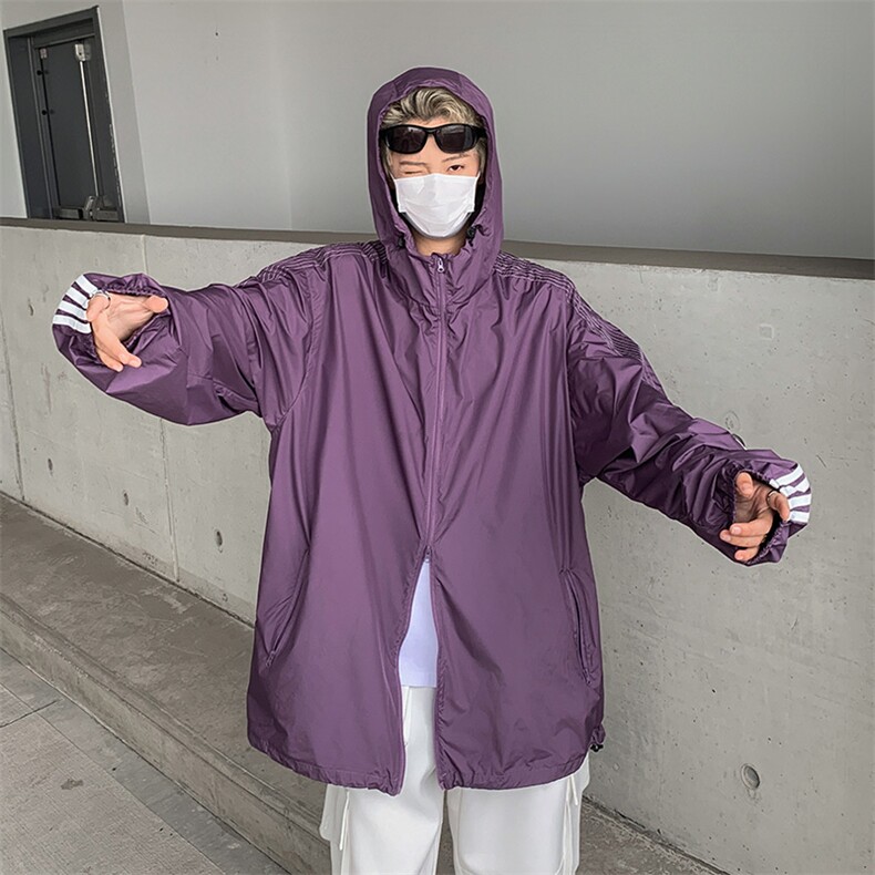 日系连帽外套男女宽松轻薄透气防晒衣户外运动上衣潮F93111-p43图片