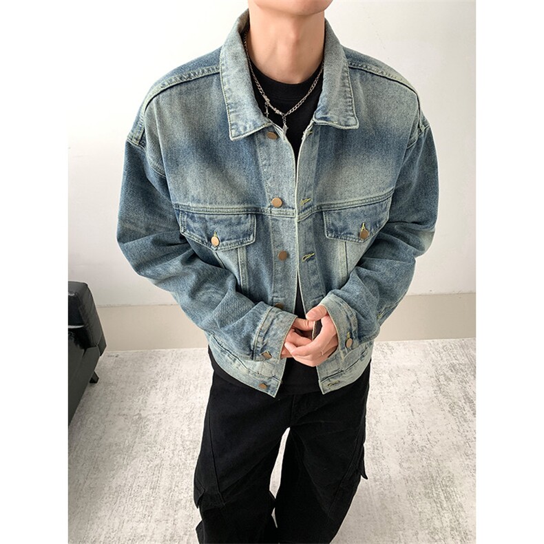 美式复古水洗做旧牛仔夹克潮流宽松休闲外套,男装工装外套,星座410-6（原星座1304-1）