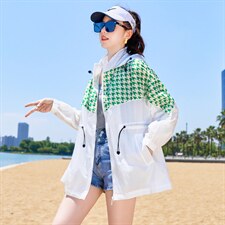 透气防晒衣女款夏季2025新款薄款罩衫宽松印花大码百搭防晒服外套，女装防晒衣，帛香坊