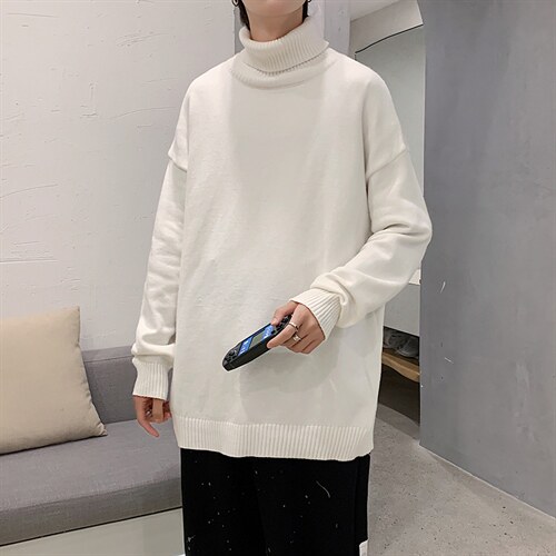 秋冬新款毛衣男2021港风潮流高领针织衫青年上衣A161-2-MJ100-P45图片