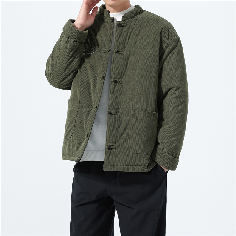 风立领灯芯绒棉衣男加厚盘扣棉衣xz815-9885-P185，男装棉衣，星座815（原A203）