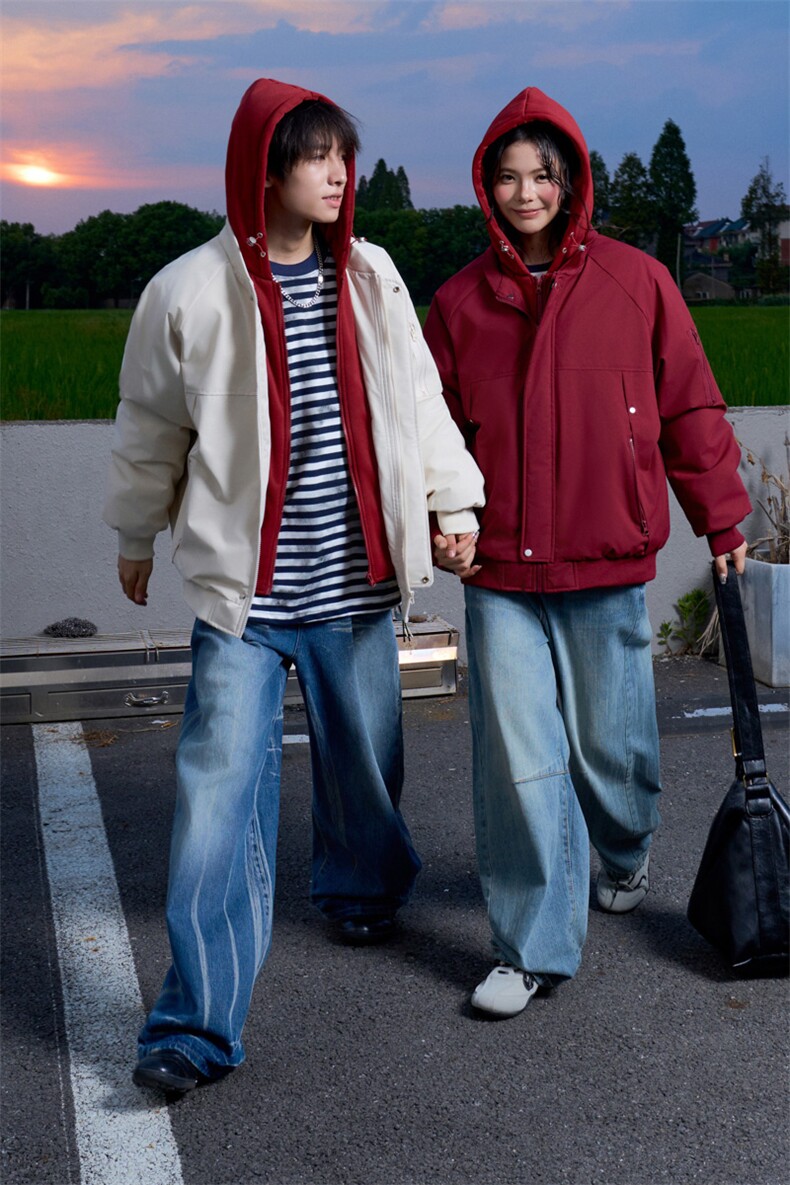 !潮流冬季连帽拉链加绒加厚棉衣情侣撞色棉服外套MY5567-P78,男装棉衣,星座610B-1