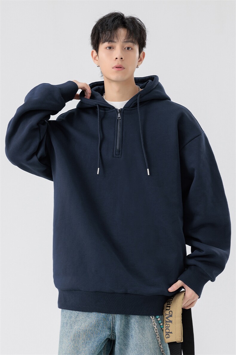 男女同款学生卫衣320克光版半拉链连帽套头卫衣A406W122P35,男装卫衣,星座309（原A406）