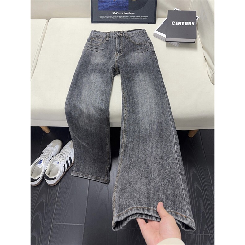 B221美式ins高街暗黑宽松微喇竹节纹牛仔裤LK25585-特P50控78,男装牛仔裤,电商B221
