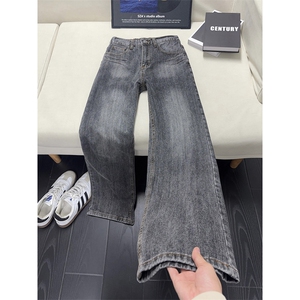 B221美式ins高街暗黑宽松微喇竹节纹牛仔裤LK25585-特P50控78