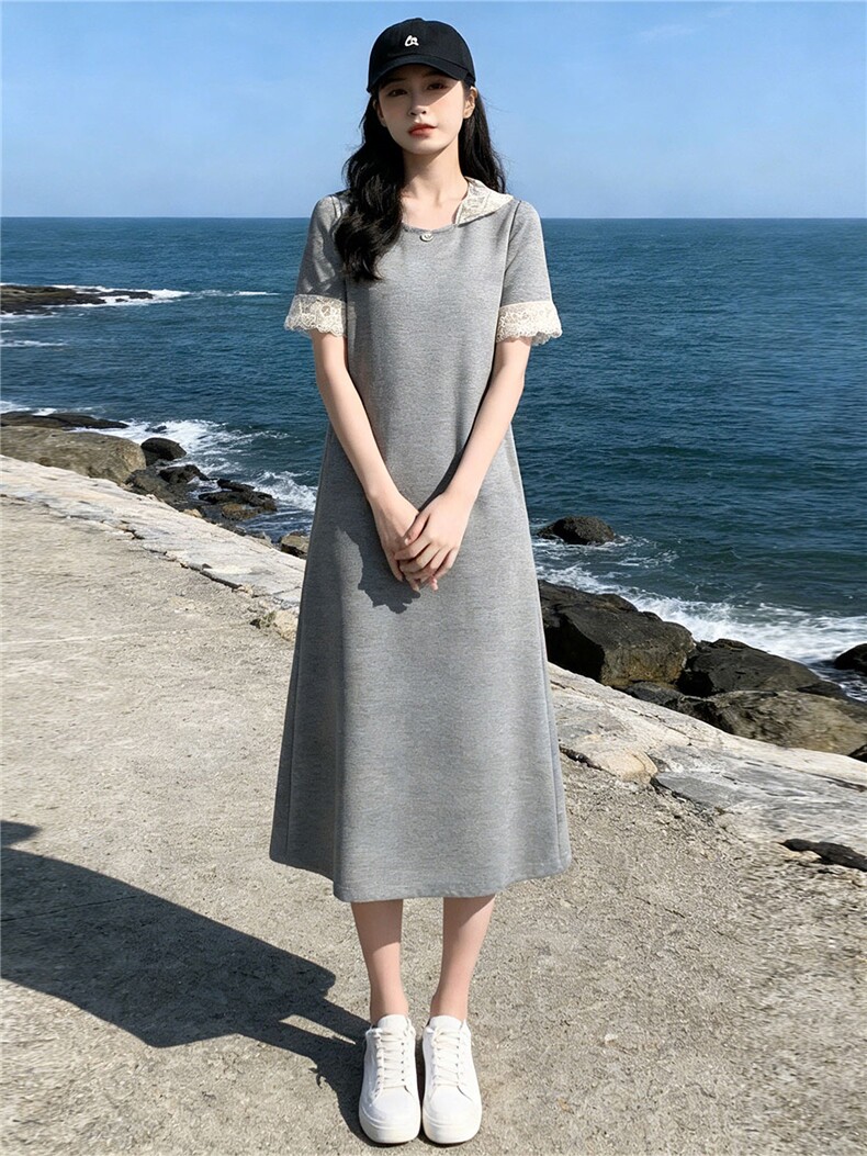 时尚休闲减龄套装女春款圆领扭结珠扣拼接假两件上衣阔腿裤两件套,女装套装/套裙,江南
