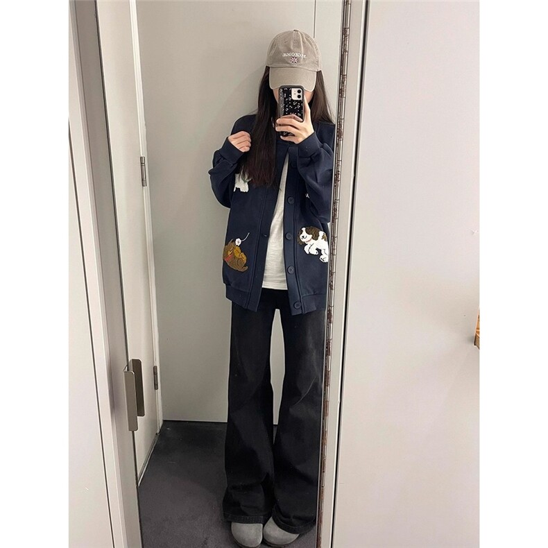 现货DW038-批50卡通小狗毛巾绣圆领卫衣男女开衫,男装卫衣,星座603-2