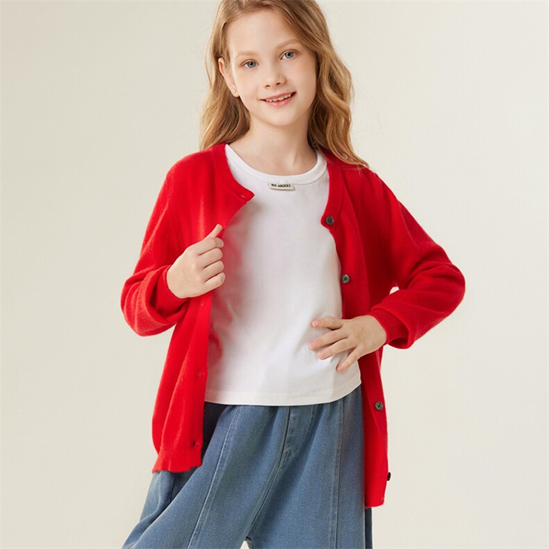 儿童圆领开衫女童秋冬季百搭高端山羊绒衫男童羊毛衫针织毛衣外套，童装儿童羊绒衫，跳跳羊儿童羊绒衫