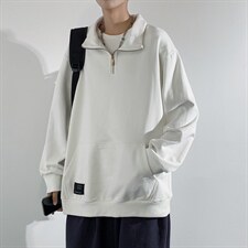 秋季上衣男拉链半高领卫衣男装港风长袖t恤男外套男W107-P38，男装卫衣，星座815-2