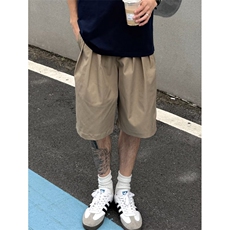夏季宽松休闲日系卡其色短裤百搭打褶松紧腰阔腿五分裤K3303，男装牛仔裤，星座1116A（原606A-3）