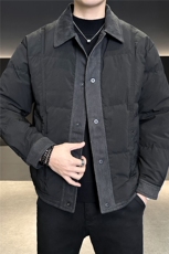 90%标白鸭绒2025冬季翻领拼接休闲加厚羽绒服外套25162-P335，男装羽绒服，电商A413