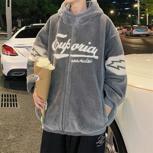 冬款港风学生加绒宽松棉衣羊羔绒连帽外套男女 920-P110控价158图片