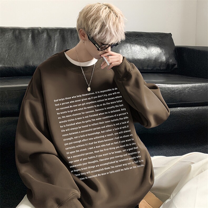 量大优可提供视频2024印花圆领卫衣宽松HD019-1-YL4325-P30,男装卫衣,电商019-1