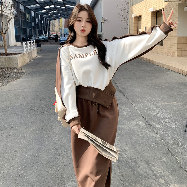 时尚套装女2024春季新款盐系穿搭御姐卫衣套装轻熟风半身裙两件套,女装套装/套裙,鑫慧