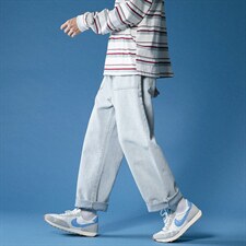 超火cec网红阔腿裤子男直筒百搭牛仔裤潮牌痞帅秋季宽松NK54-P35图片