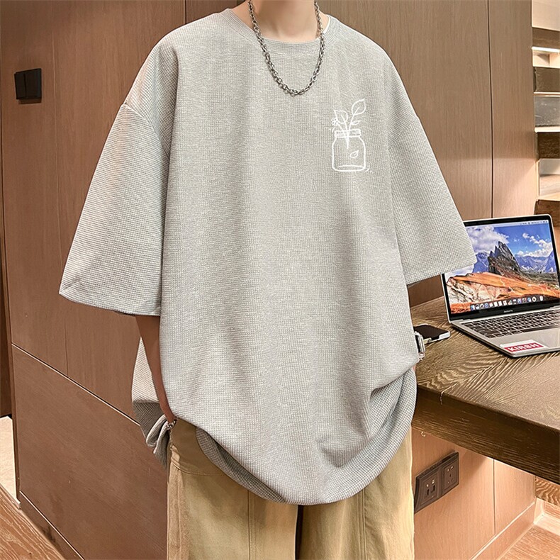 华夫格t恤男短袖男大码五分袖大皂风HT73430-P22,男装T恤,电商A040