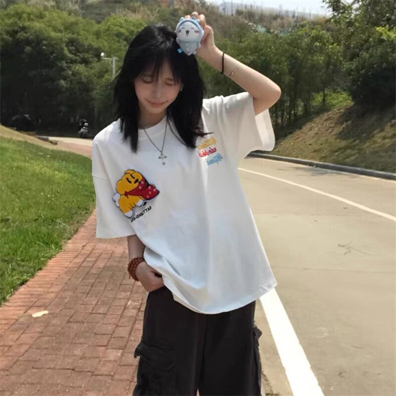 万针全刺绣工艺抖音得物高品质260克重磅纯棉双纱美式高街短袖T恤,男装T恤,电商A486-1