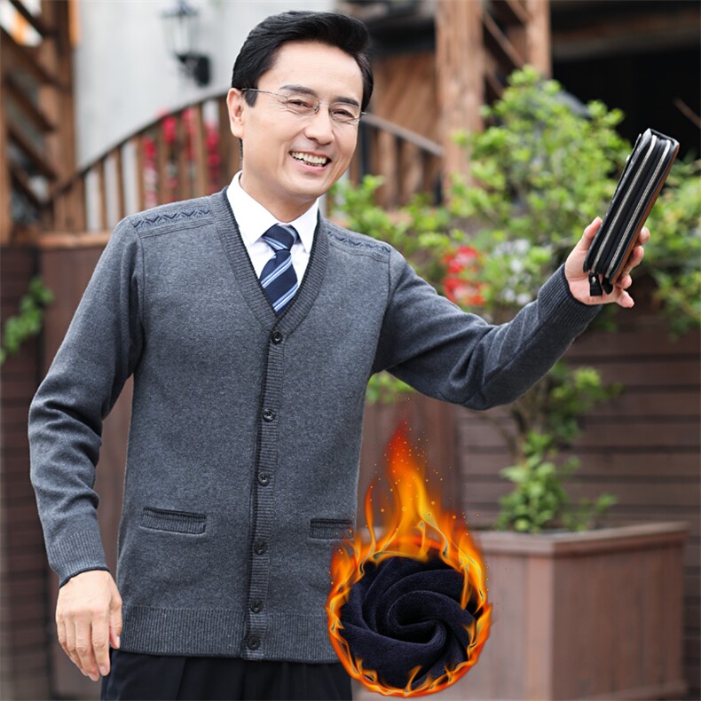 213/加绒加厚开衫男中老年毛衣老人保暖钮扣毛线衣冬装打底衫,男装针织衫/毛衣,星座1216（原钱塘722）