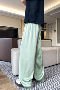 8XL-M 特大码冰丝裤醋酸阔腿裤男缎面高腰垂感防晒凉凉裤K979P45图片