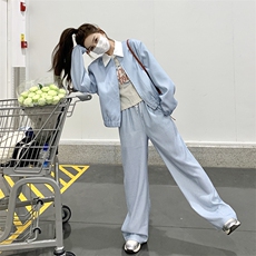 【新款】时髦减龄条纹拼色两件套翻领套装088-9907p165控228，女装套装/套裙，2C088