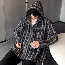 2026春季新款美式格纹潮牌男女同款学院风宽松大码衬衫CS05-P65，男装衬衫，电商C307
