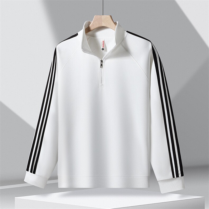 2025年秋季宽松型通勤单件套头时尚百搭休闲三条杠半拉链卫衣，女装卫衣/绒衫，宏恒