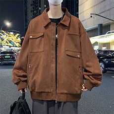 秋季大码M-8XL男士休闲翻领鹿皮绒皮衣夹克外套大码，男装夹克，星座209