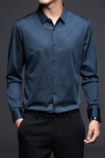 2023秋季新款男士长袖衬衫纯色无痕免烫中年商务休闲时尚衬衣，男装衬衫，电商B212（原钱塘6029）