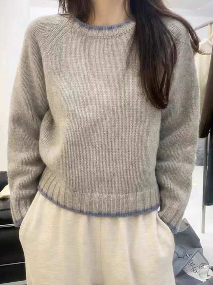 毛衣女洋气羊毛衫秋冬季宽松纯色简约时尚打底衫,女装羊毛衫,冀清阳荣