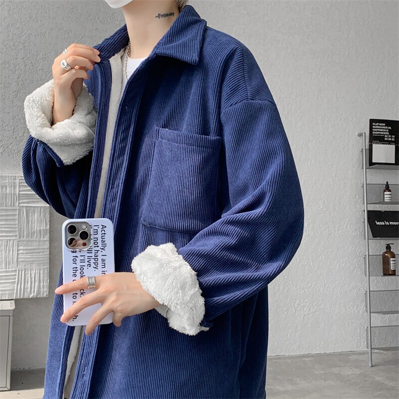 8XL-M加绒灯芯绒衬衫大码复古秋冬保暖上衣外套CS9001/P58加绒68，男装衬衫，电商B238