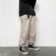 2021秋季新港风大码男宽松直筒阔腿抽绳束脚休闲裤九分裤K262-P50，男装休闲裤，电商A001