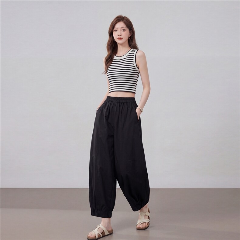 【夏季女装新款】时尚休闲简约百搭八分裤,女装休闲裤,缘衣格