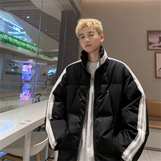 100聚酯特P95控158三条杠棉服冬外套情侣格子棉衣立领面包服MY243，男装棉衣，电商B370