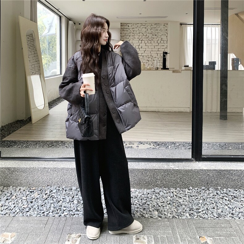 已出大货呢料拼接假两件套90羽绒服2C300-2565-P275-K418,女装羽绒服,2C300
