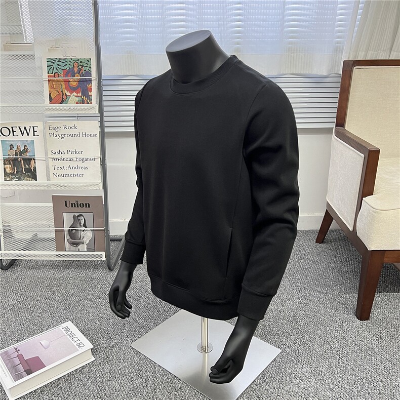 假模圆领无帽卫衣男秋季2025新款宽松长袖男A436-5113-P55,男装卫衣,电商A436