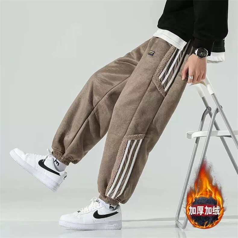 羊羔绒裤子棉裤冬季加绒加厚卫裤保暖麂皮绒运动男裤C111-P85，男装棉裤，星座816A（原B366）