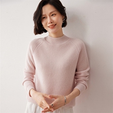 秋冬新款洋气时尚百搭显瘦女款半高领35%山羊绒衫，女装羊绒衫，艾巧羊绒