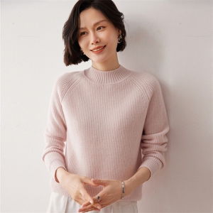 秋冬新款洋气时尚百搭显瘦女款半高领35%山羊绒衫图片