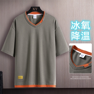 夏季短袖木板挂拍休闲宽松潮牌百搭短袖T恤男TC3138RK01-P30控50图片