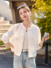 小香风复古刺绣洋气短外套女2025春夏新款独特超好看轻薄防晒上衣，女装短外套，韩宇舍