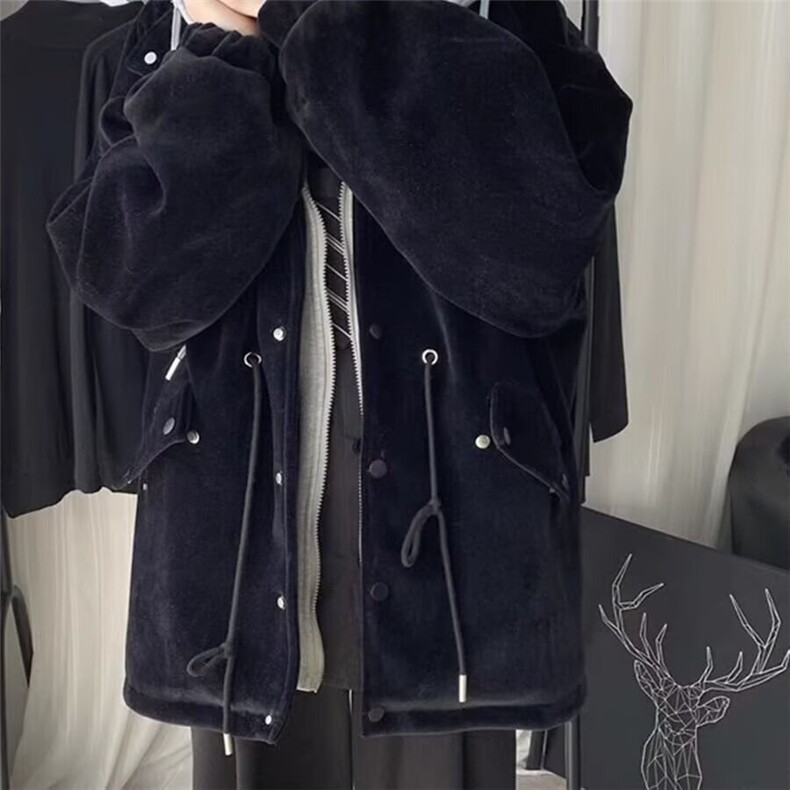 冬季美式假两件棉服外套男潮牌ins港风加绒加厚情侣连帽棉衣夹克,男装夹克,星座1210-1