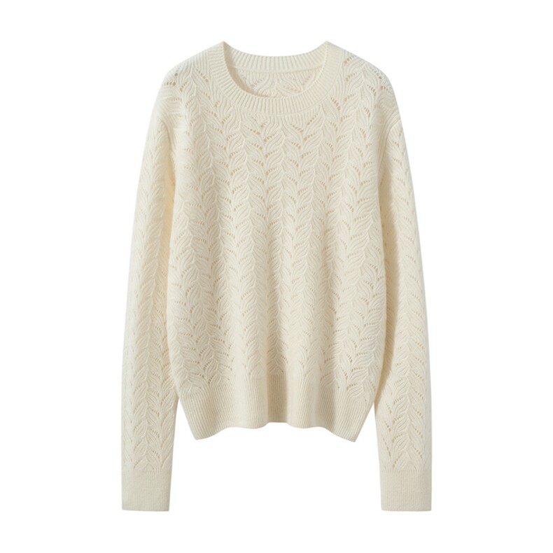 2025年秋季通勤休闲时尚百搭扭花圆领，女装羊绒衫，朝思纯山羊绒