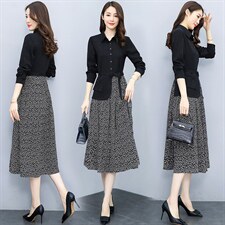 2021春季新款气质POLO领时尚减龄优雅假两件连衣裙，女装连衣裙，依如秀(原杭风阁)