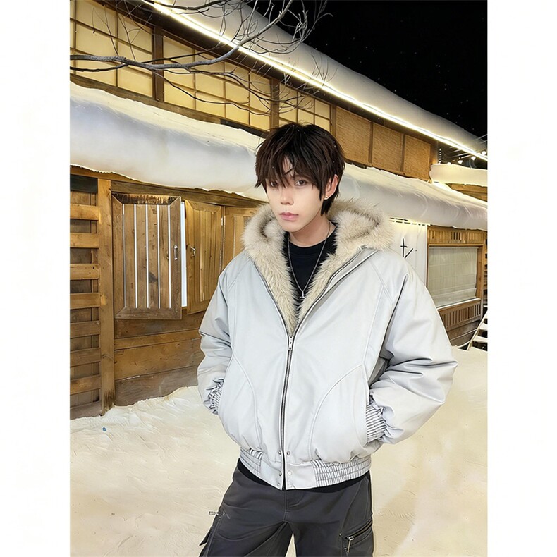 现货高品质美式高街冬季重磅硬挺短款座山雕毛领棉衣男女加厚外套,男装棉衣,电商A486-1