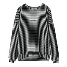 2021年春季自主图通勤套头长袖条纹卫衣女字母印花，女装卫衣/绒衫，伊满意