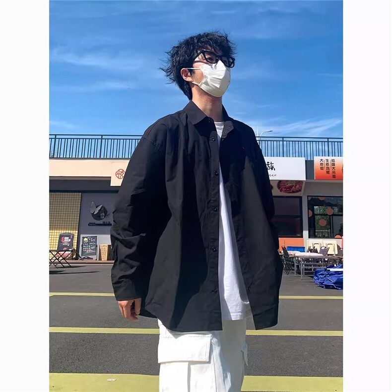 克莱因蓝春秋款男女休闲衬衫宽松褶皱长袖衬衣cs0035P45,男装衬衫,星座1013-1