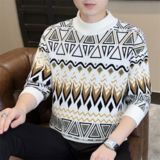 秋冬新款男士加厚潮流针织衫青内搭个性图案毛衣1018-1-M632-P48，男装针织衫/毛衣，星座1018-1​