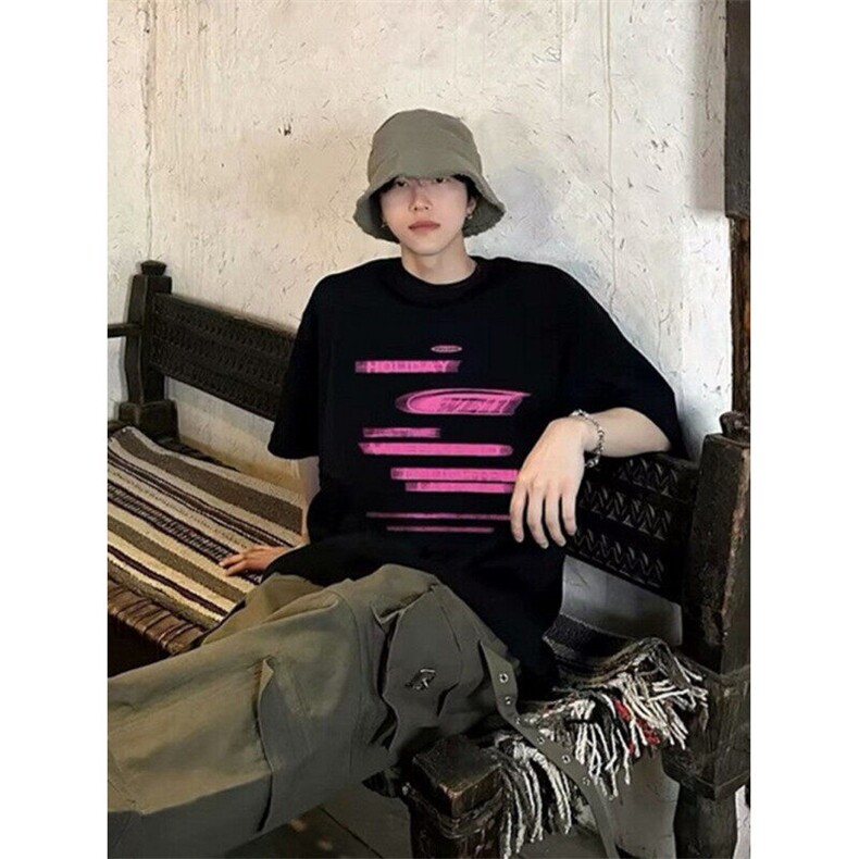 CP1146-P26 美式复古t恤设计感小众字母短袖男款夏季情侣款图片