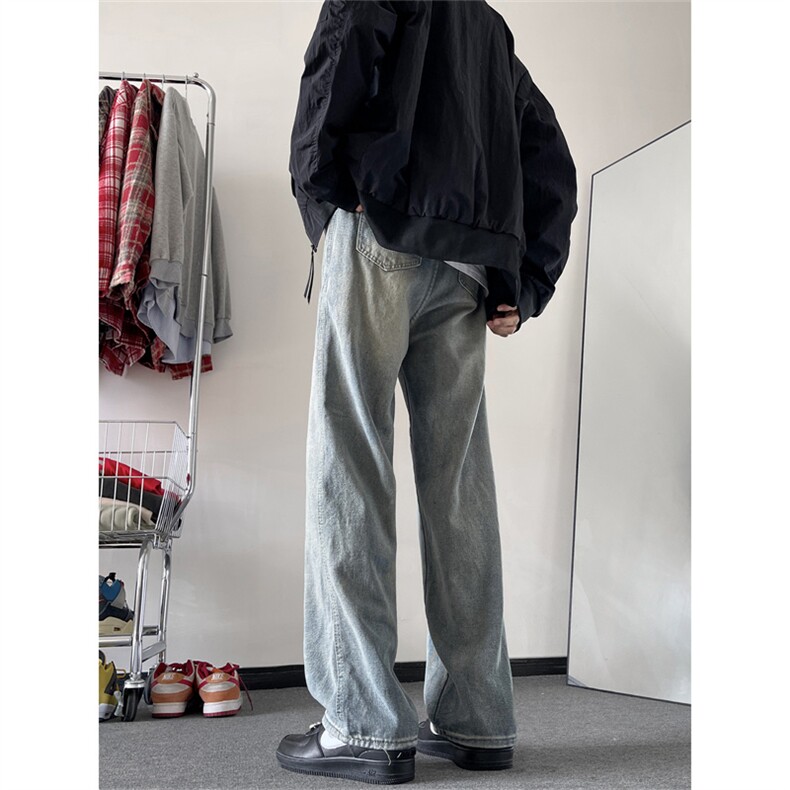 牛仔裤男韩版潮流高街帅直筒裤子2025夏季新款ins长裤RK1576-P42,男装牛仔裤,星座412